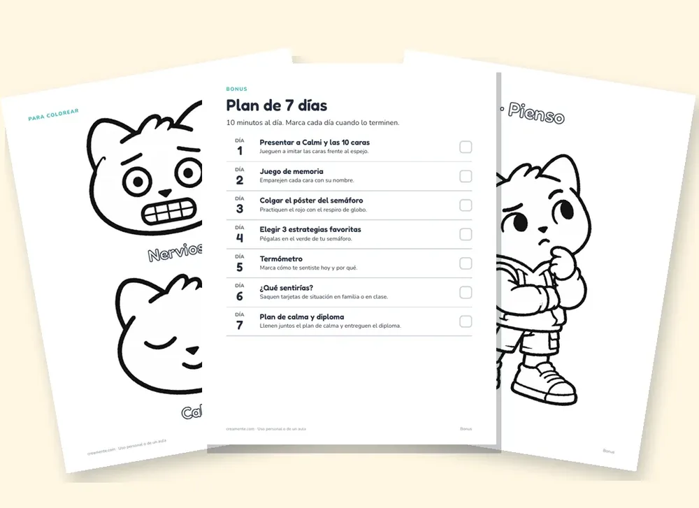 Materiales del kit: tarjetas y semáforo